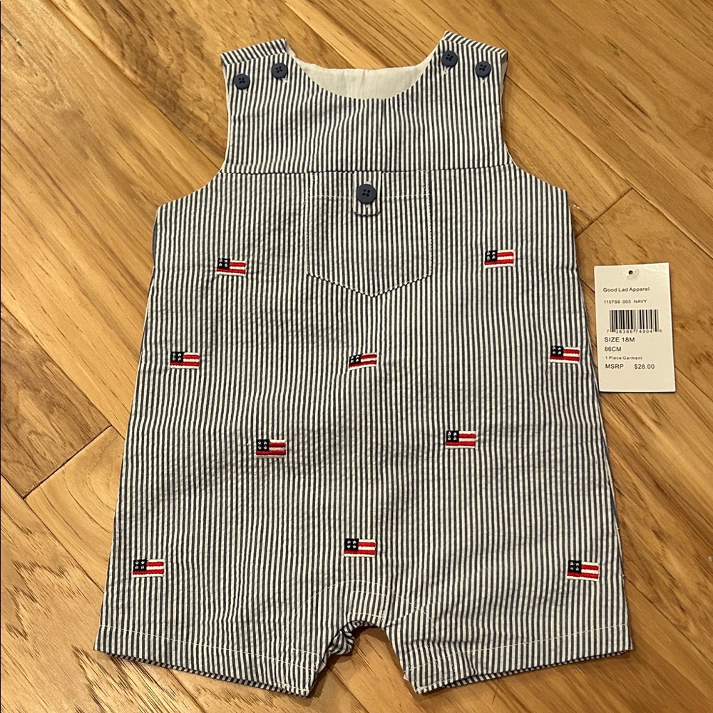 Nautical Striped Baby Romper with Flag Details